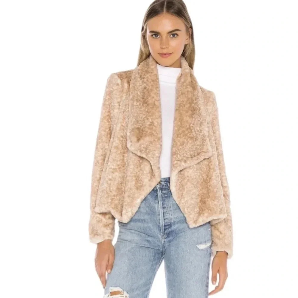 Soft faux fur cardigan jacket, Bb Dakota, size L, Lined, Worn 2x!